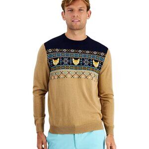 Club Room Fox Print Merino Wool Sweater Unisex Size L